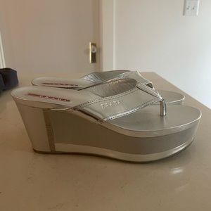 Prada silver platform sandals - size 36.5